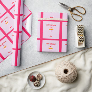 Papel De Presente Bolo de Aniversário Personalizado com Nome