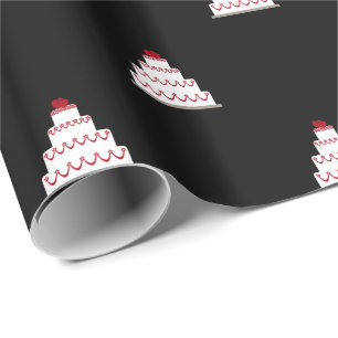 Papel De Presente Bolo de Casamento Branco/Vermelho Personalizável e