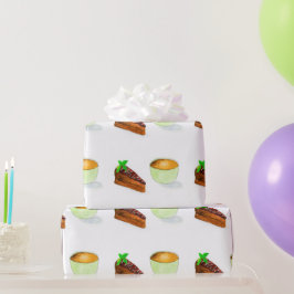 Papel De Presente Bolo de Chocolate Aquarela Com Café