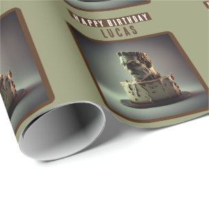 Papel De Presente Bolo de Chocolate Frankenstein Head