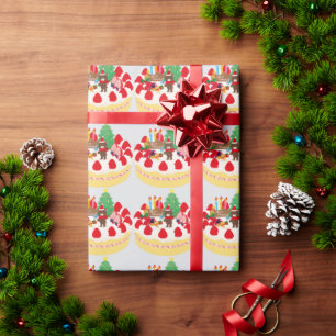 Papel De Presente Bolo de Natal divertido do urso do feriado moderno