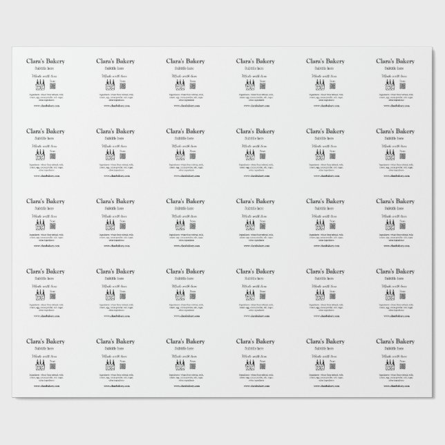 Papel De Presente Bolo de padaria adicione ingredientes feitos com a (Aberto)