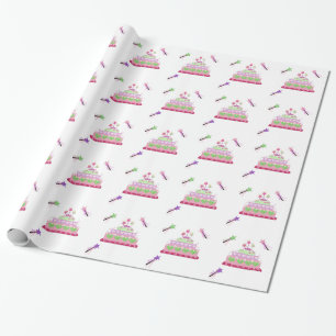 Papel De Presente Bolo de Princesa e Varinhas Mágicas