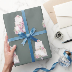 Papel De Presente Bolo de três camadas de Cinzas Elegante