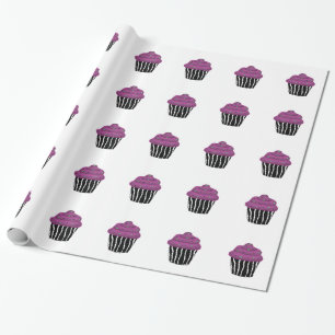 Papel De Presente Bolo de xícara com estampa de zebra roxa