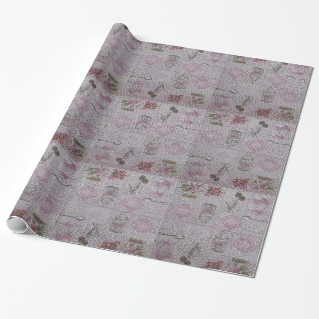 Papel De Presente Bolo Floral Moderno brilhante (Desenrolado)