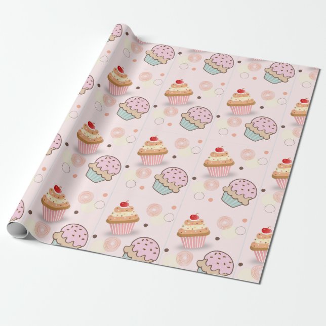 Papel De Presente bolos com padrão fofo e doce (Desenrolado)