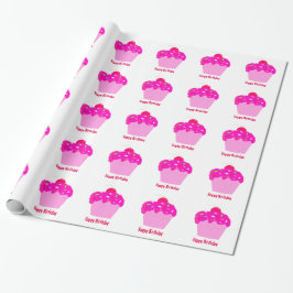 Papel De Presente Bolos de Aniversário Rosa