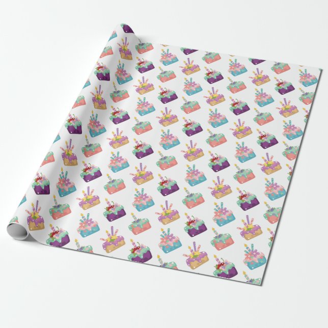 Papel De Presente Bolos de Celebração (Desenrolado)