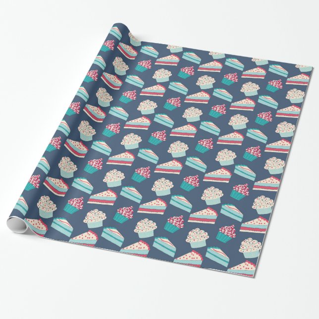 Papel De Presente Bolos E Cupcakes Padrão (Desenrolado)