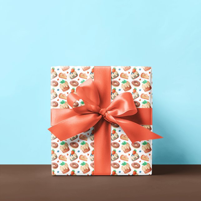 Papel De Presente Bolos e Rosquinhas de morango (Criador carregado)