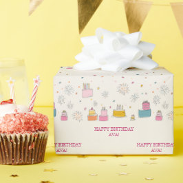 Papel De Presente Bolos Iluminados Personalizados Com Confetes e Fog