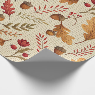 Papel De Presente Bolotas Rústicas e Botânicos de Outono