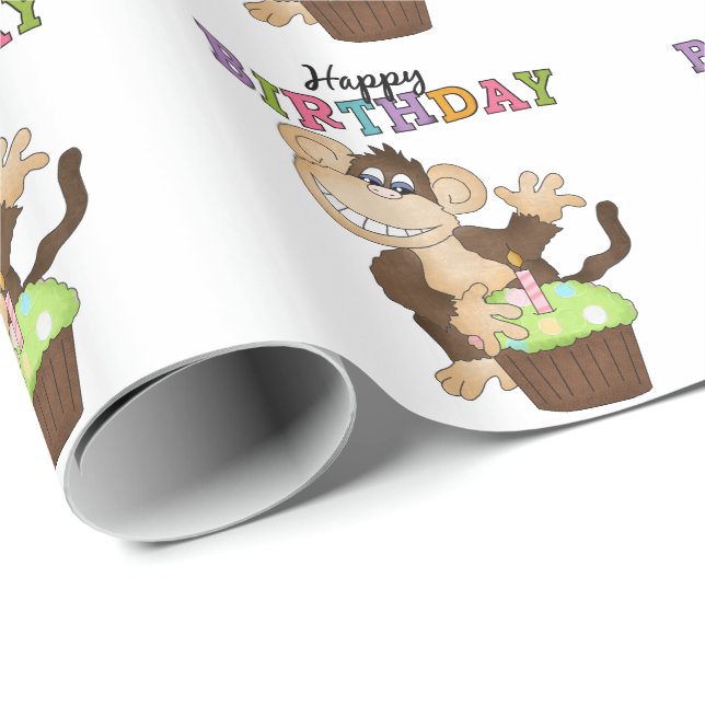 Papel De Presente Bolsa de Aniversário do Macaco (Ponta do rolo)
