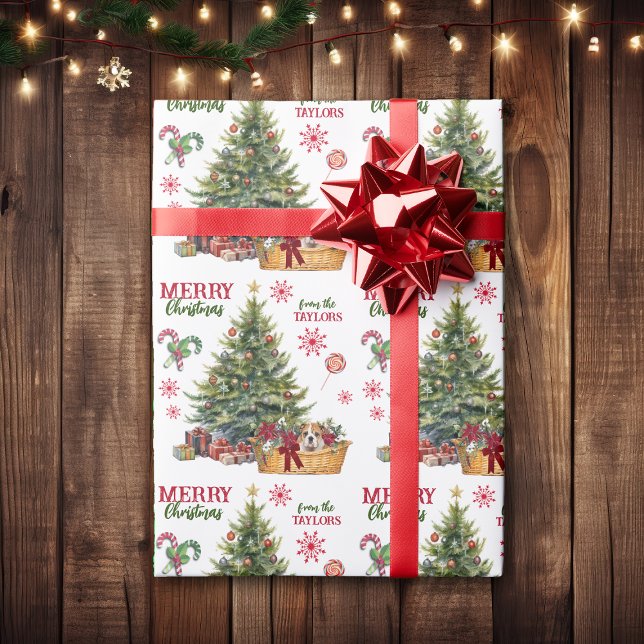 Papel De Presente Bolsa de Cachorro Bulldog Embaixo da Árvore (Criador carregado)