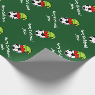 Papel De Presente Bolsa de futebol do elfo de Natal embrulhando pape