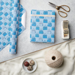 Papel De Presente Bolsa de Mão com Textura de Crocodilo Azul Riviera