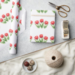 Papel De Presente Bolsa de mão de aquarela personalizada de tulipas 