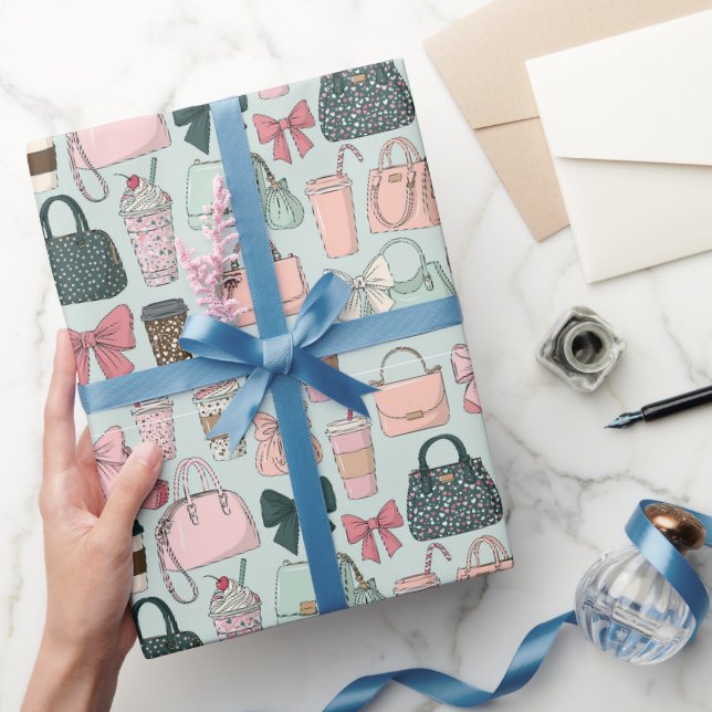 Papel De Presente Bolsas, laços e lattes (Presentear)