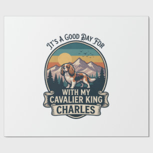 Papel De Presente Bom Dia Caminhando Cachorro Cavalier King Charles