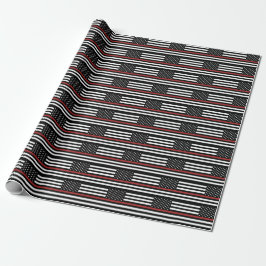 Papel De Presente Bombeiro Thin Red Fire Rescut America Flag
