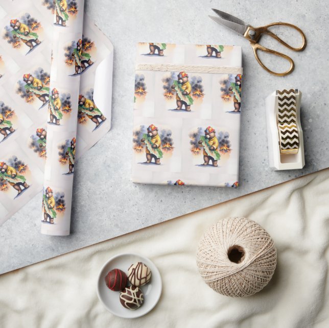 Papel De Presente Bombeiro Urso da Califórnia (Artesanato)