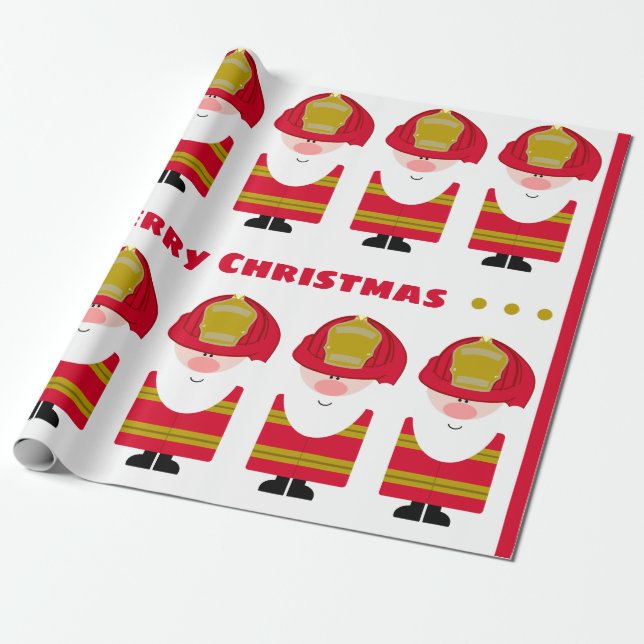 Papel De Presente Bombeiros Santa (Desenrolado)