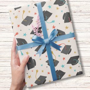 Papel De Presente Boné de formatura e Tassel no creme