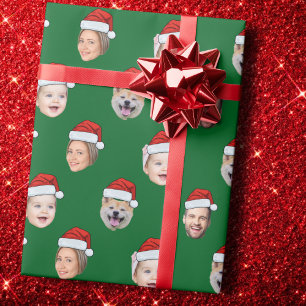 Papel De Presente Boné de Papai Noel com Rosto de Natal Personalizad