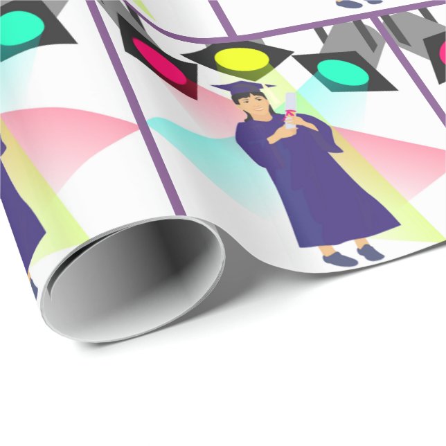 Papel De Presente Boné E Palhaço De Garota Com Destaques (Ponta do rolo)