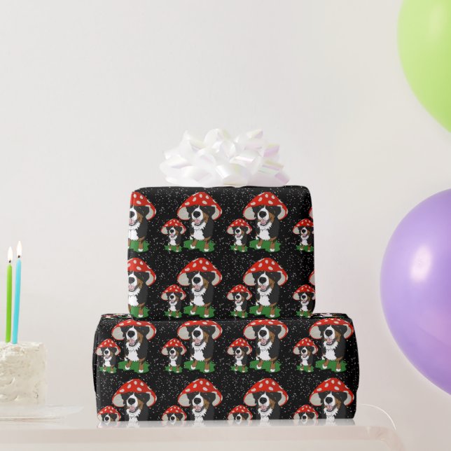 Papel De Presente Boné Vermelho de Cachorro da Montanha Bernese (Presentes para festas)