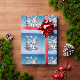 Papel De Presente Boneco de Neve Aconchegante de Inverno