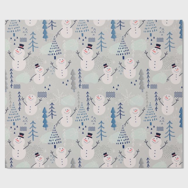 Papel De Presente Boneco de Neve Amigável (Aberto)