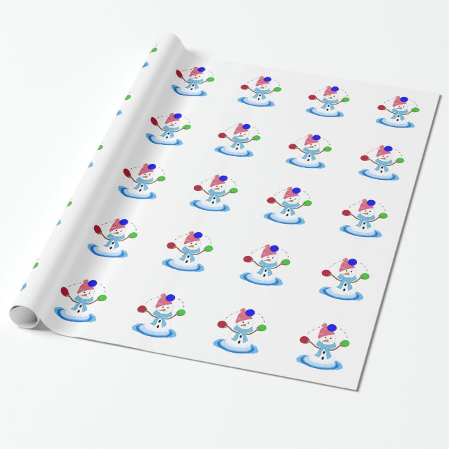 Papel De Presente Boneco de Neve Caprichoso Faz Malabarismo (Desenrolado)