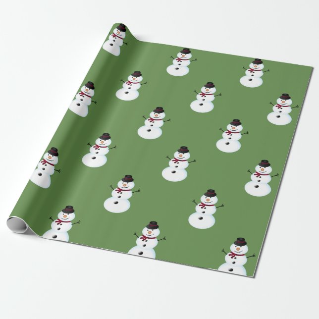 Papel De Presente Boneco de Neve Cinza Com Chapéu (Desenrolado)