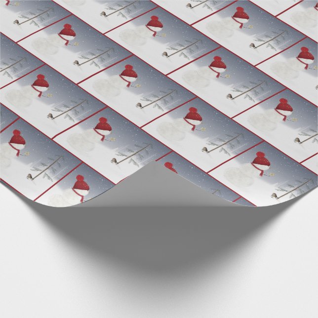 Papel De Presente boneco de neve com estrela de Natal (Ponta)