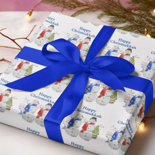 Papel De Presente Boneco de neve de Hanukkah Natal Chrismukkah  