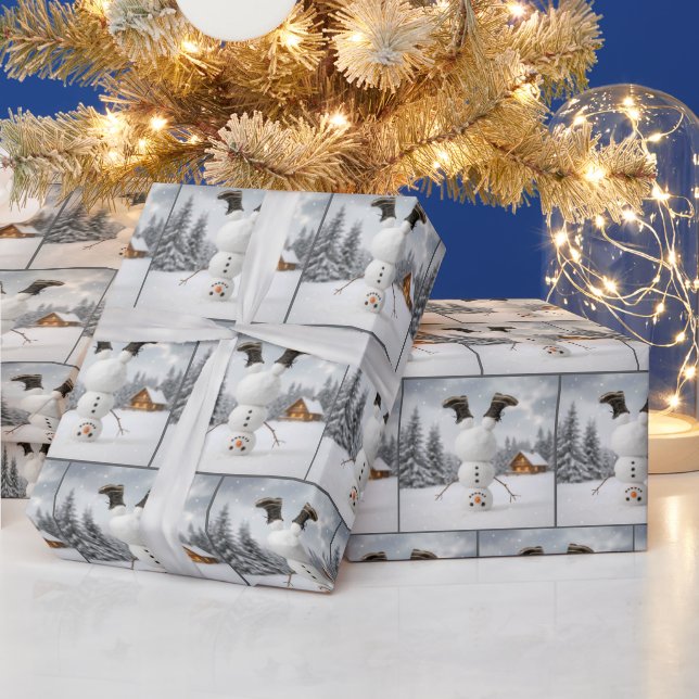 Papel De Presente Boneco de Neve de Natal de Cabeça para Baixo (Feriados)