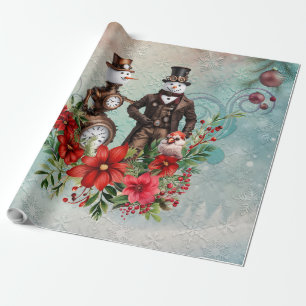 Papel De Presente boneco de neve e moça-de-neve