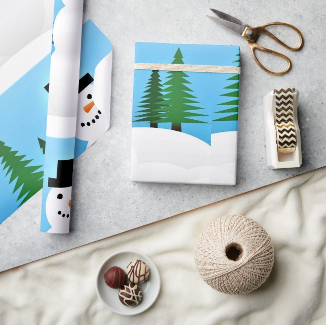 Papel De Presente Boneco de Neve Fofo no País das Maravilhas de Inve (Artesanato)