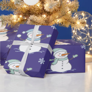 Papel De Presente Boneco de Neve Invernal Aconchegante