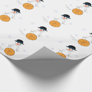 Papel De Presente Boneco de Neve Jogando Basquete