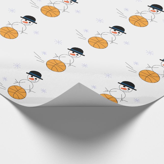 Papel De Presente Boneco de Neve Jogando Basquete (Ponta)