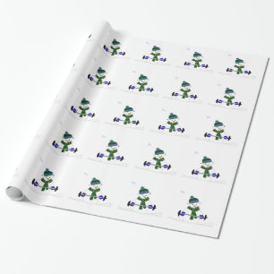 Papel De Presente Boneco de Neve Levantando Pesos