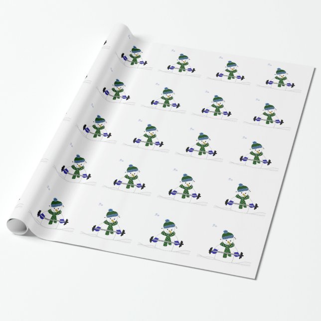 Papel De Presente Boneco de Neve Levantando Pesos (Desenrolado)