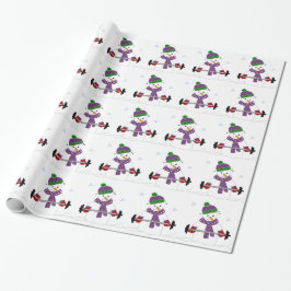 Papel De Presente Boneco de Neve Levantando Pesos