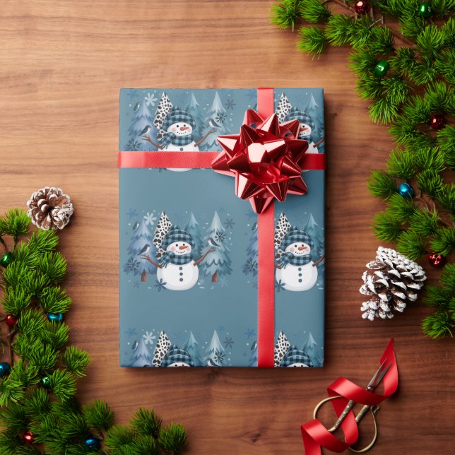 Papel De Presente Boneco de Neve Natal Divertido Árvores de Natal Fé (Presente de Natal)