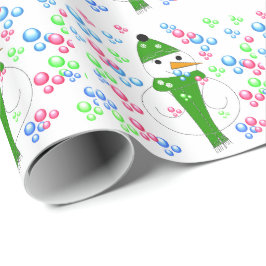 Papel De Presente Boneco de Neve Soprador de Bolhas