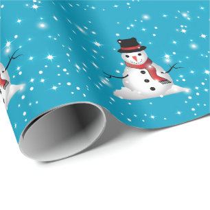 Papel De Presente Boneco de Neve Sorridente e Caprichoso com Cacheco