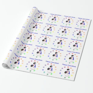 Papel De Presente Boneco de neve w Colorwheel do Hanukkah Giftwrap